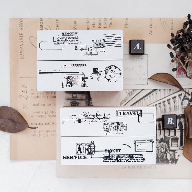 框组合印章 A / B - 印章/印台 - 木头 白色