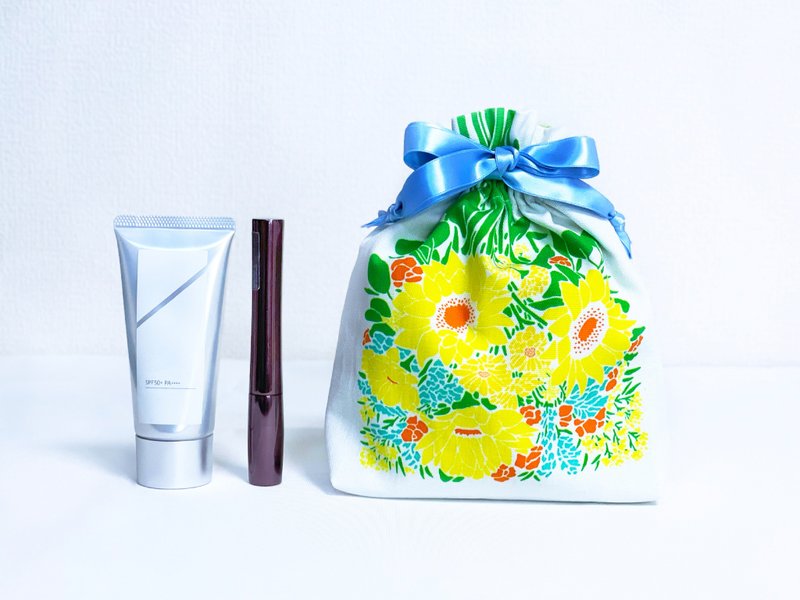 Sunflower pouch blue - 化妆包/杂物包 - 棉 蓝色