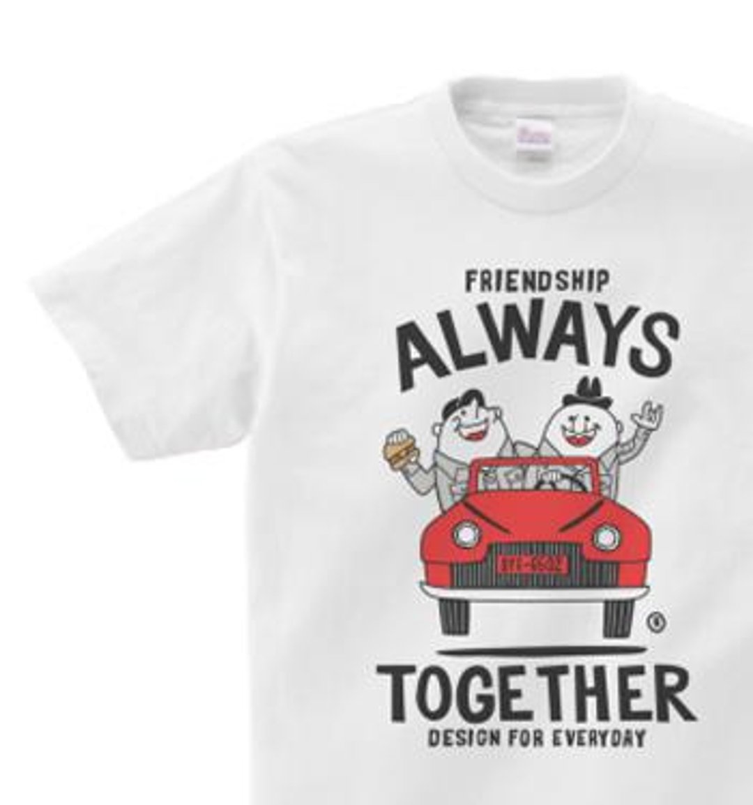 豆豆人与复古车 WM-WL•S-XL T 恤【订制商品】 - 中性连帽卫衣/T 恤 - 棉．麻 白色