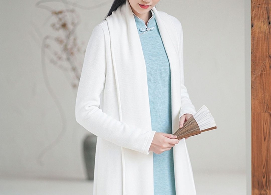 新中式 中国风改良汉服 禅意茶服 旗袍外搭 - 女装上衣 - 丝．绢 白色