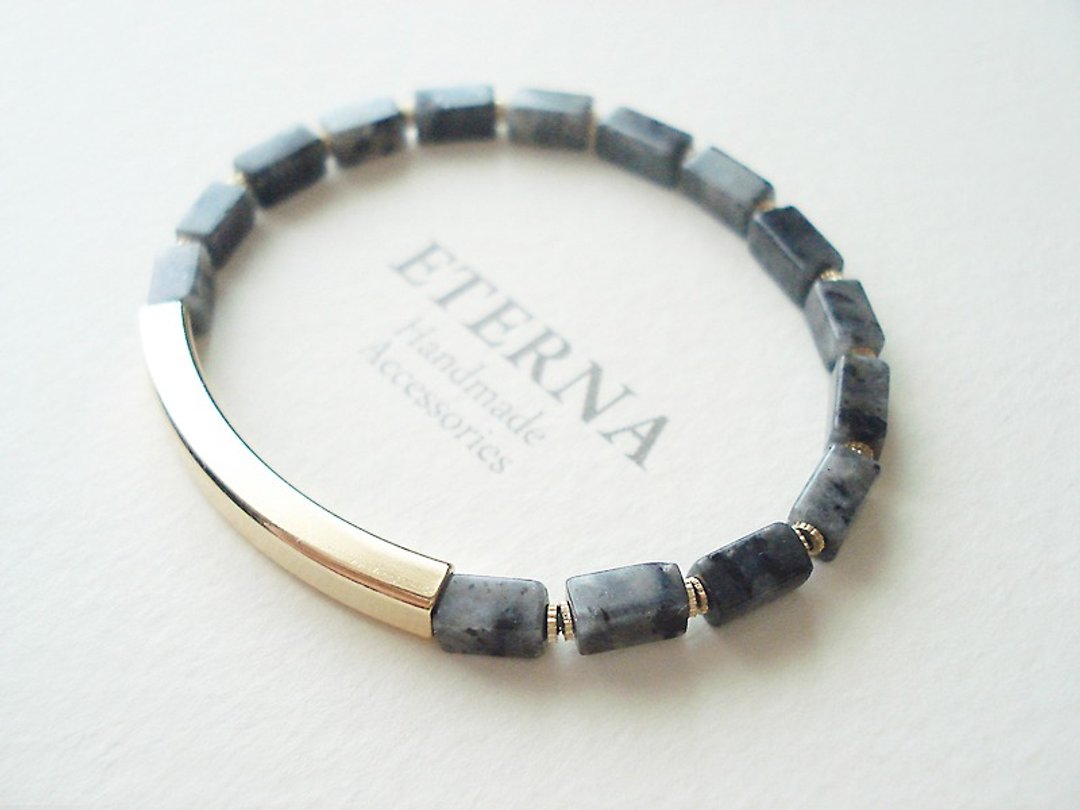 Larvikite and curved pipe bracelet - 手链/手环 - 石头 灰色