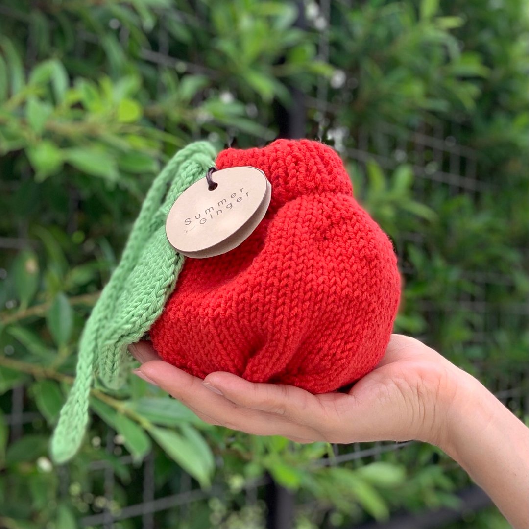 Red Apple Knitting Pouch - 束口袋双肩包 - 其他人造纤维 红色