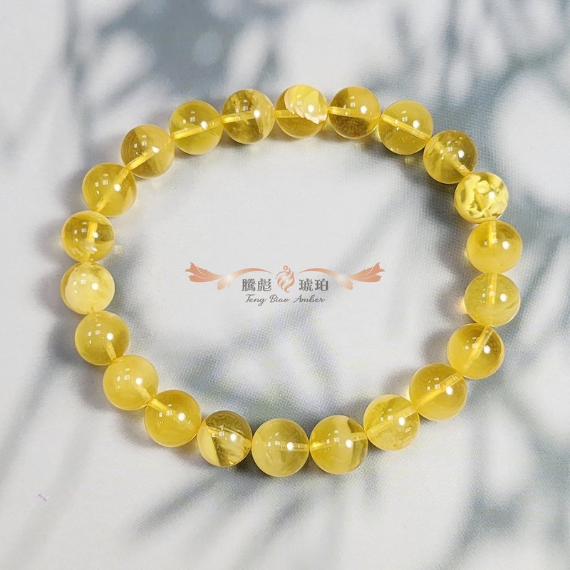 腾彪琥珀 天然琥珀蜜蜡 金绞意境蜜蜡 灵动飘渺 经典单圈 素色手 - 手链/手环 - 半宝石 橘色