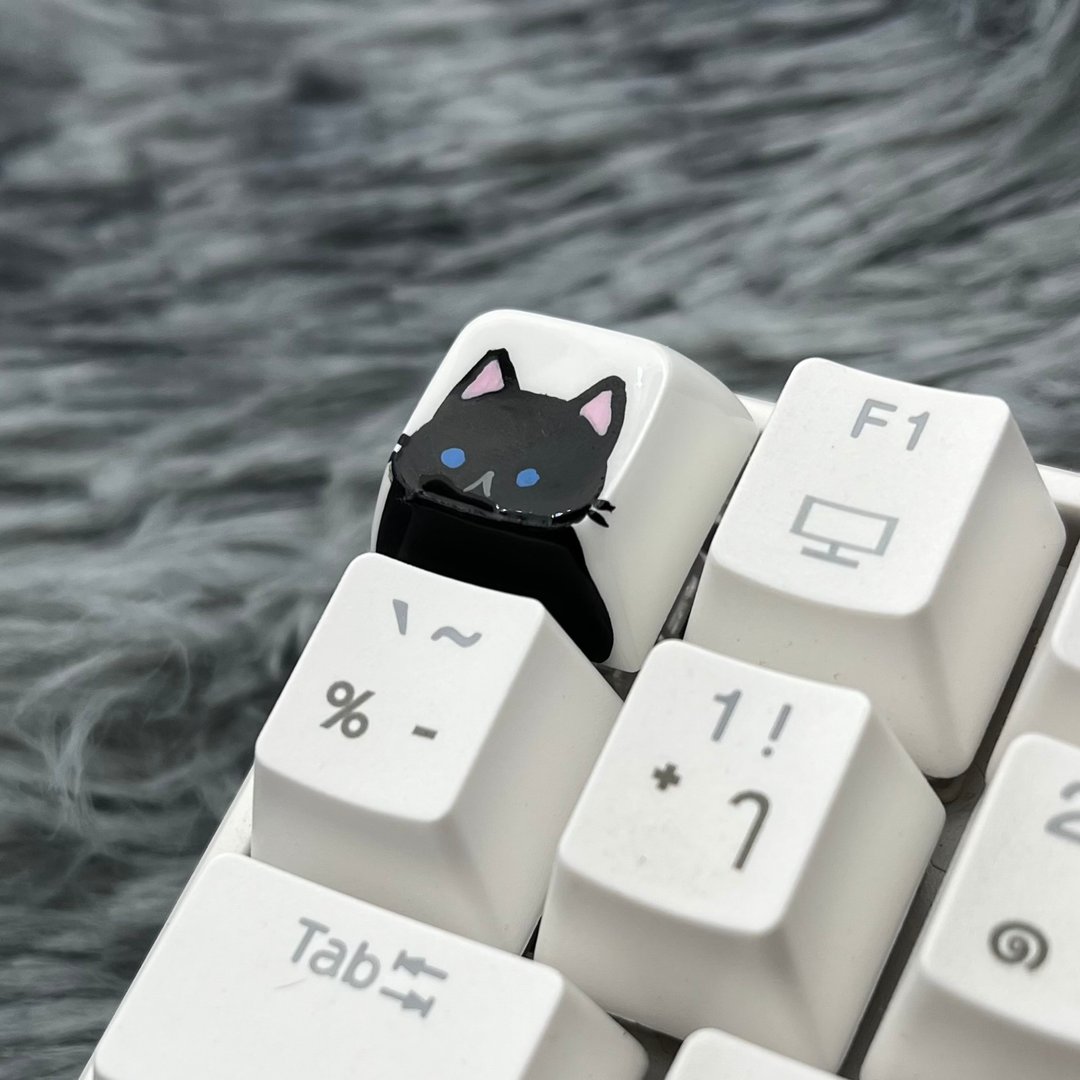 XDA keycap black cat (blue eyes) - 电脑配件 - 塑料 白色