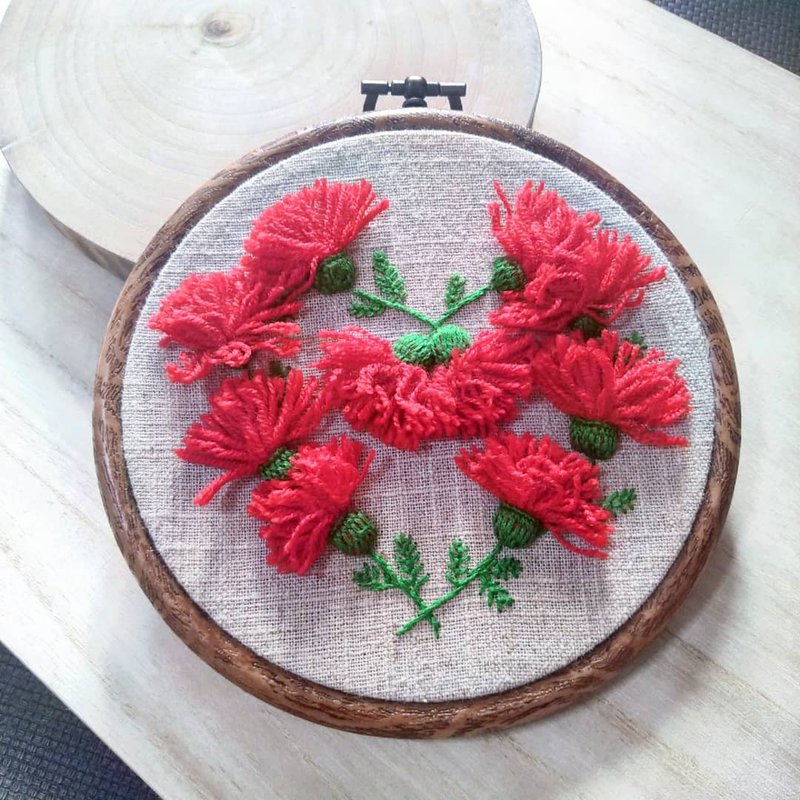 立体刺绣挂画 - 心花开 - 画框/相框 - 绣线 卡其色