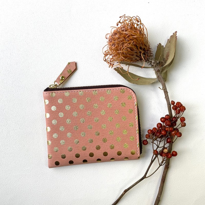Pigskin Mini Wallet Mizutama Pink - 皮夹/钱包 - 真皮 粉红色