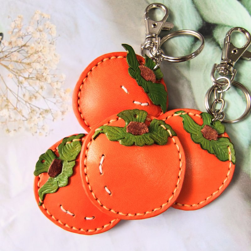 柿柿如意 皮革钥匙圈 (单个) - 植鞣牛皮手工缝制 - 钥匙链/钥匙包 - 真皮 