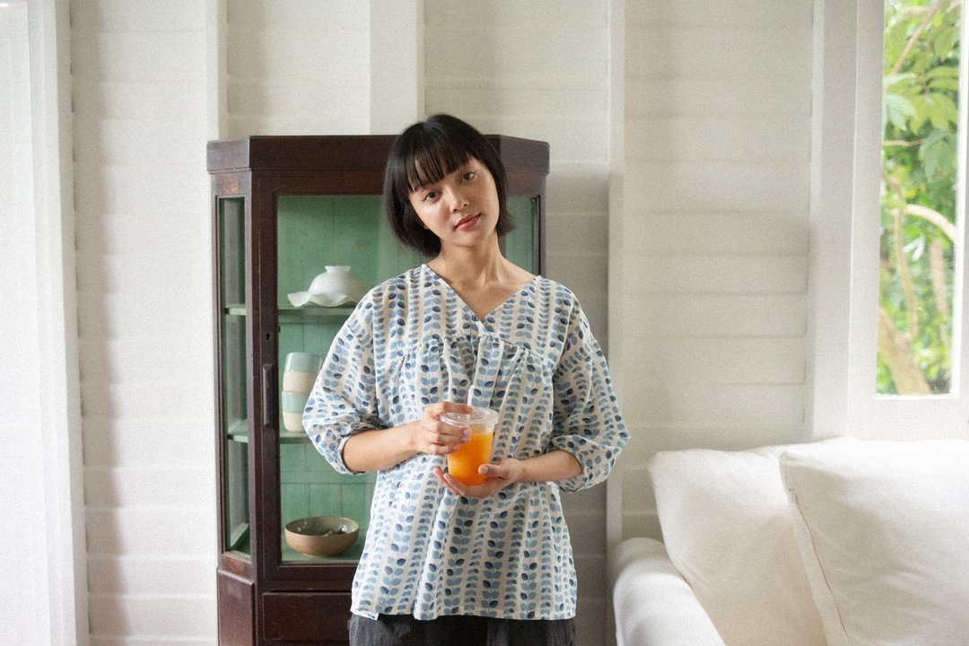 Mulmul 迷你叶抓皱衬衫 - 女装上衣 - 棉 绿色