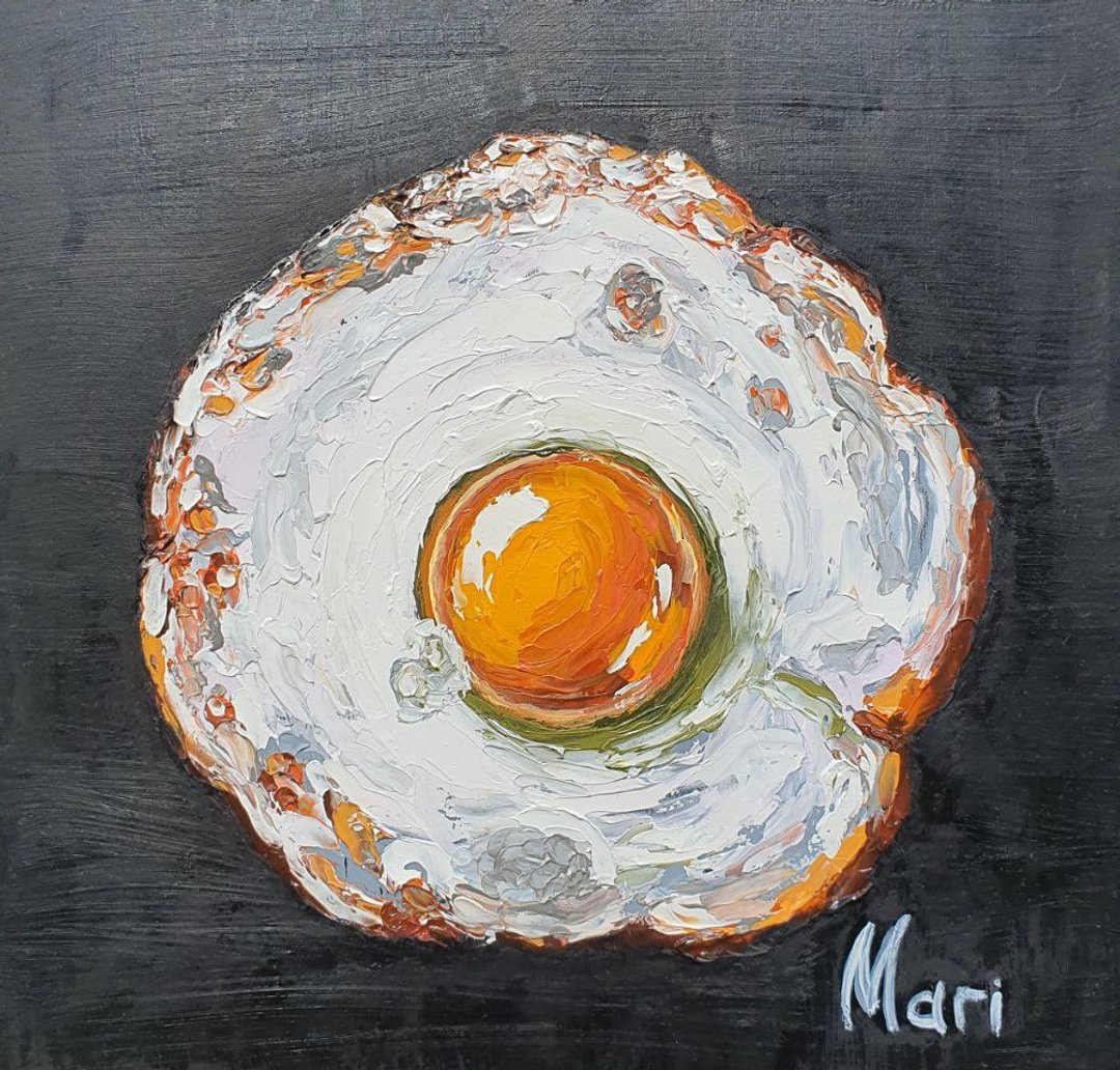 煎蛋绘画食品原创艺术品早餐煎蛋墙艺术产品 - 海报/装饰画/版画 - 其他材质 黑色