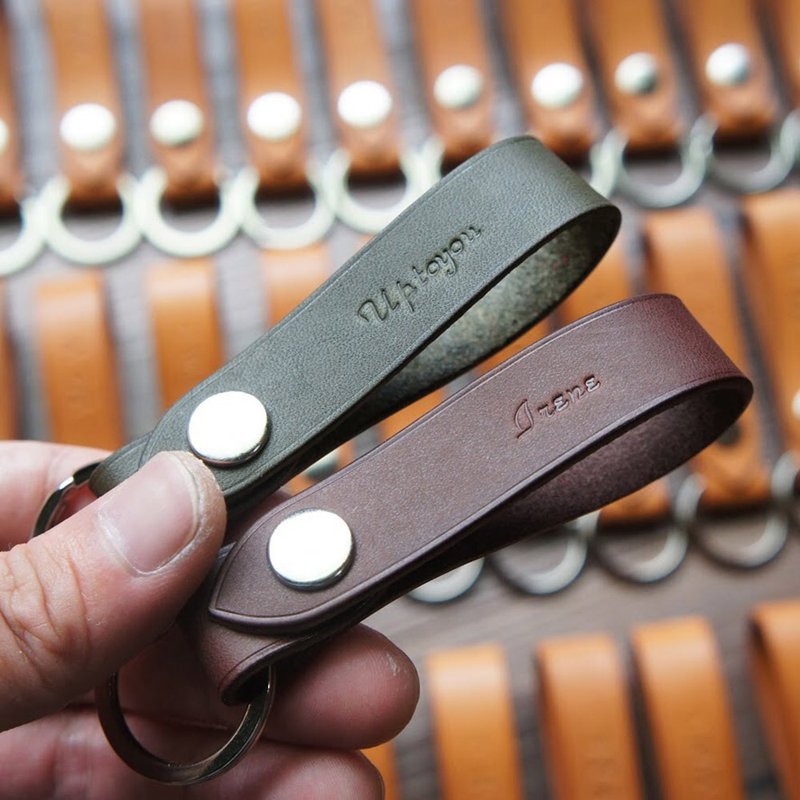 简约手工皮革钥匙圈 两入组 (可定制化)-婚礼小物/伴娘礼/情人节 - 钥匙链/钥匙包 - 真皮 多色