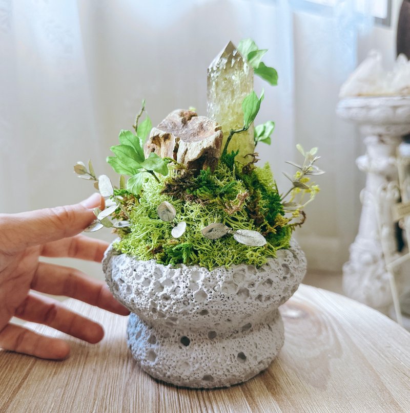 巴西 黄水晶柱_春之交响曲。黄水晶 永生叶材绿植栽 - 植栽/盆栽 - 水晶 黄色