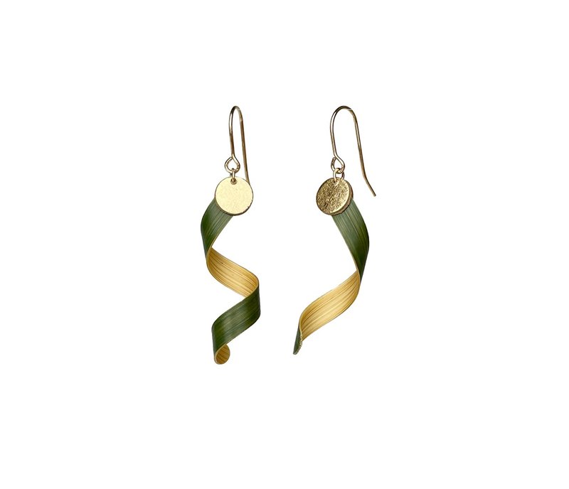 自然的路径 - 台湾桂竹耳环 Trace of Nature - Bamboo Earring - 耳环/耳夹 - 竹 绿色