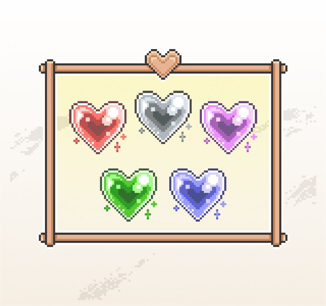 Twitch表情符号贴图/忠诚点数奖励/可爱像素风/闪亮爱心宝石 - 电脑手机桌布/贴图/App 图示 - 其他材质 