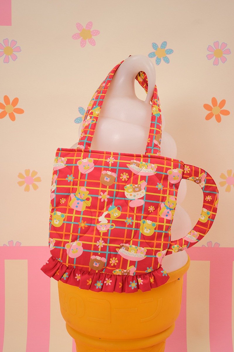 昭和甜品屋茶杯单肩拉链包包 日系可爱少女配饰 - 侧背包/斜挎包 - 棉．麻 多色