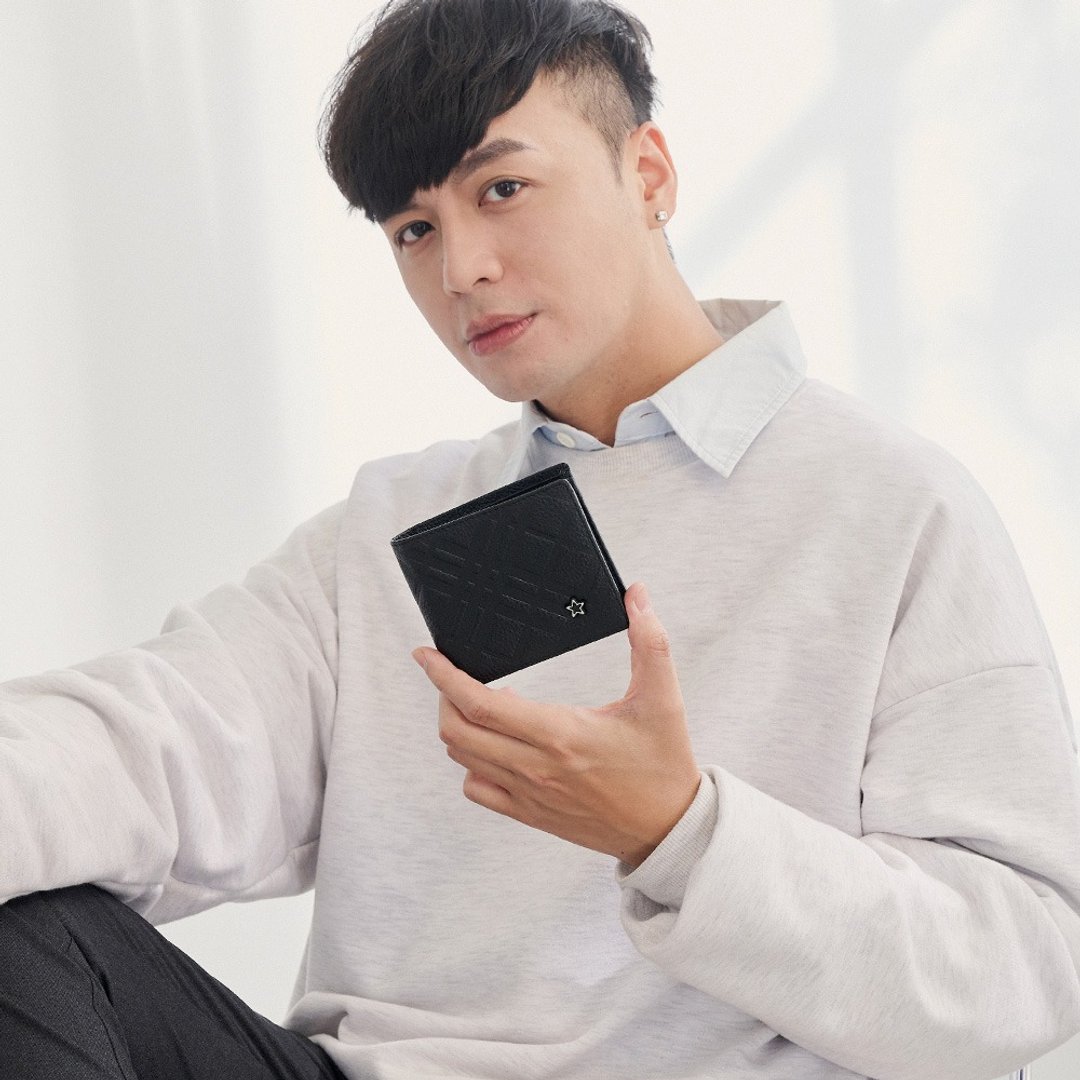 MANDE RHODE - 真皮订制斜格纹短夹 - 86347-1 - 皮夹/钱包 - 真皮 黑色