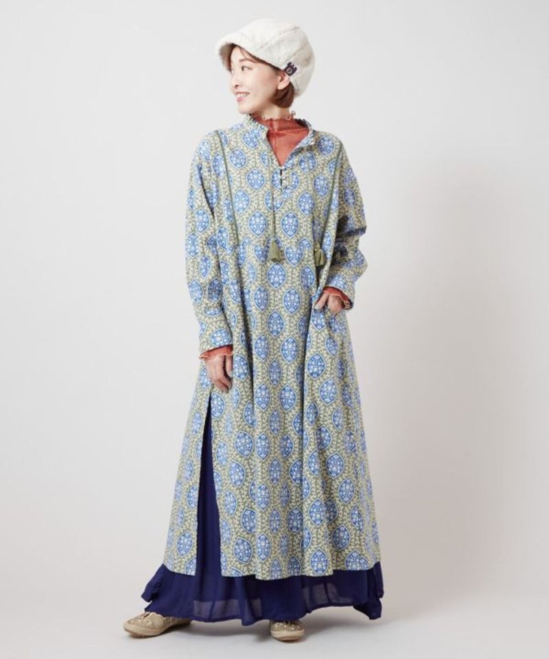 【热门预购】蕾丝拼接图腾印花长裙 (6色) IDS-5302 - 洋装/连衣裙 - 棉．麻 