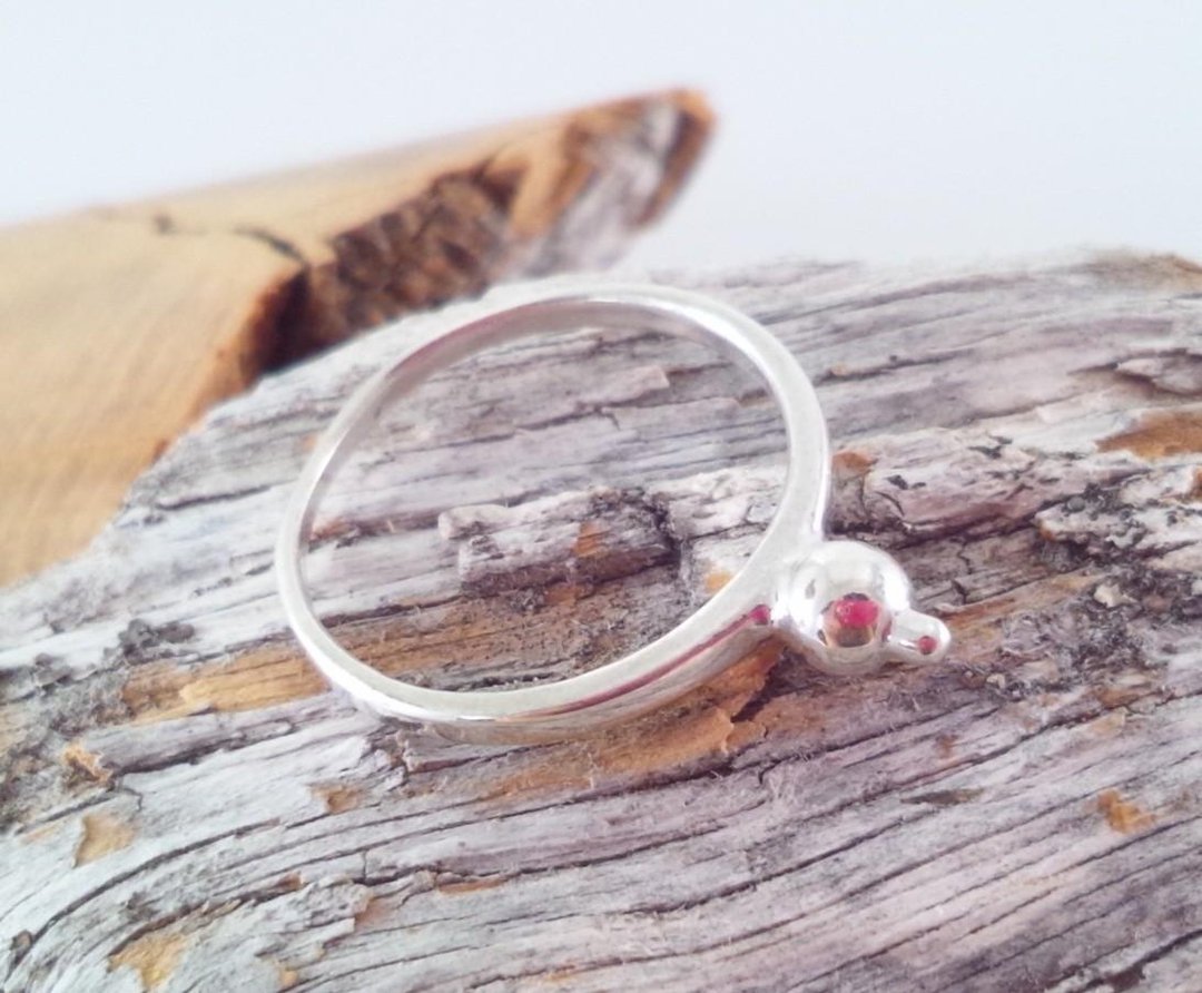 Nose Antenna Silver Ring Sv925 (1) - 戒指 - 其他金属 银色