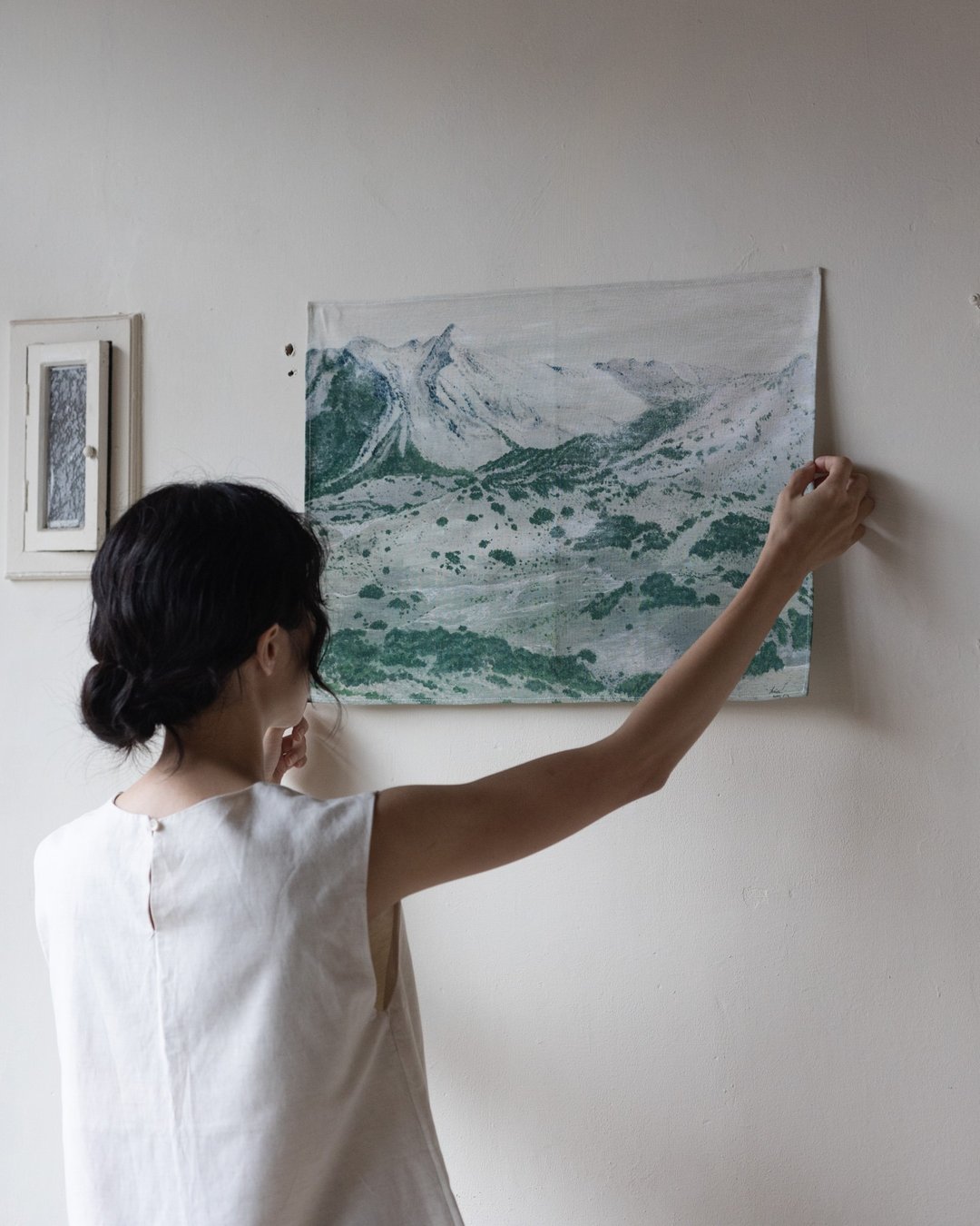 台湾山挂布 南湖冰帽 - 海报/装饰画/版画 - 棉 绿色