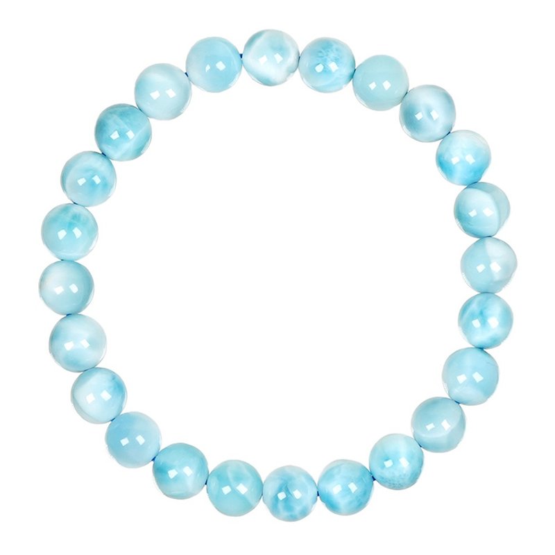 【正佳珠宝】海纹石 拉利玛 顶级冰海蓝 7.5-7.8mm 海纹石手珠 - 手链/手环 - 半宝石 多色