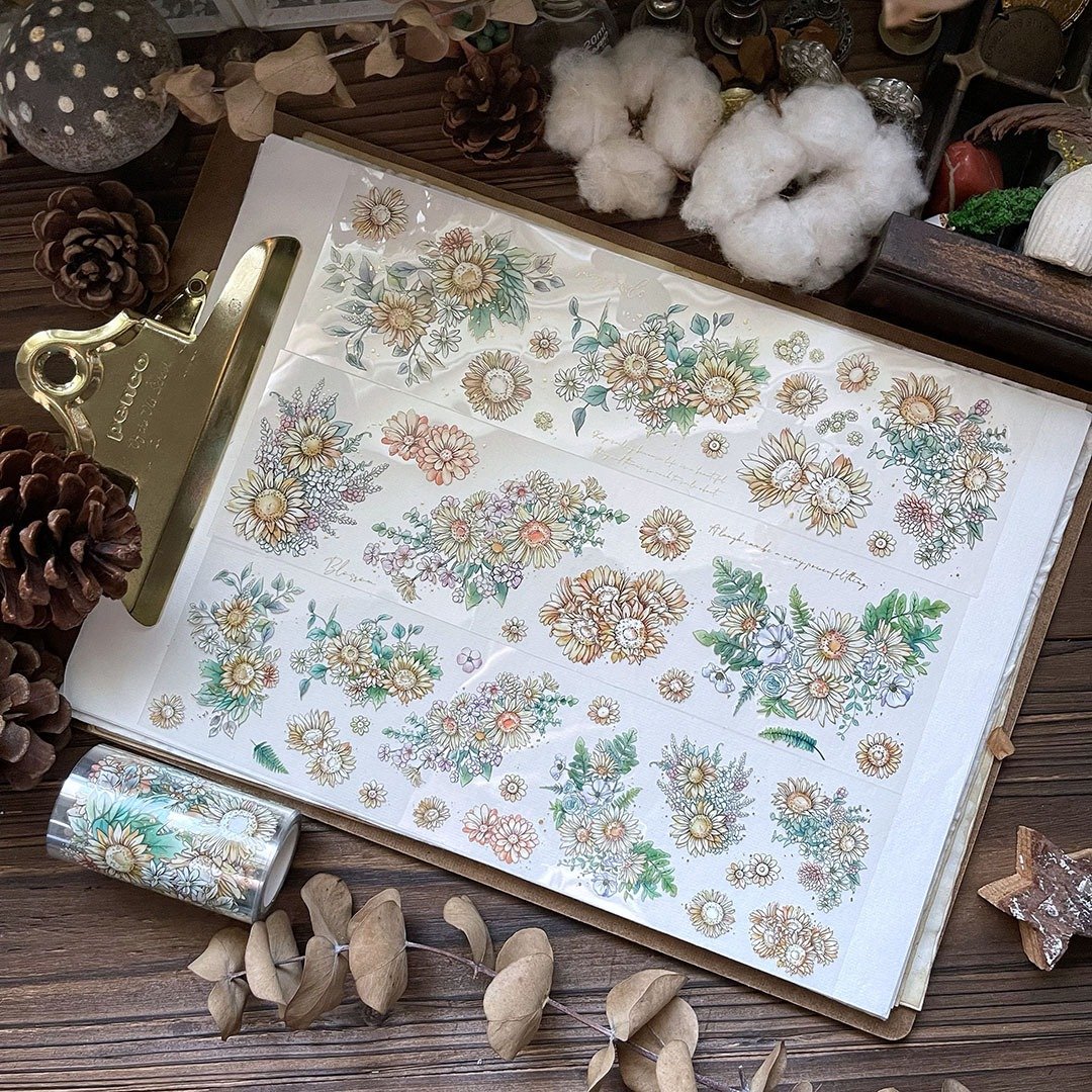 繁花 · 暖阳 亮面PET胶带 / 烫金 / 重油 - 纸胶带 - 纸 黄色