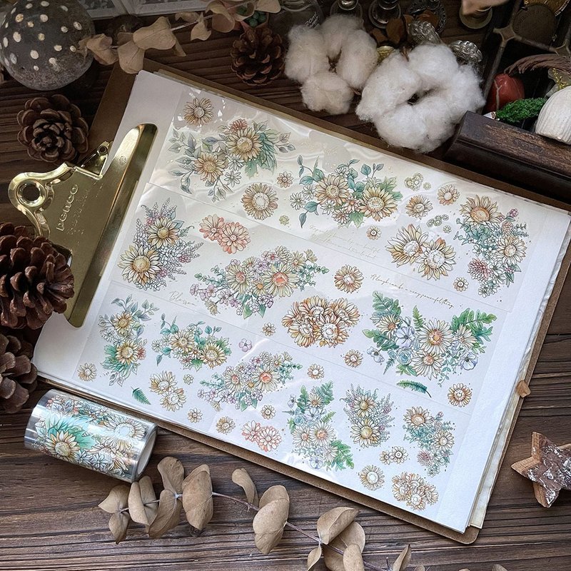 繁花 · 暖阳 亮面PET胶带 / 烫金 / 重油 - 纸胶带 - 纸 黄色