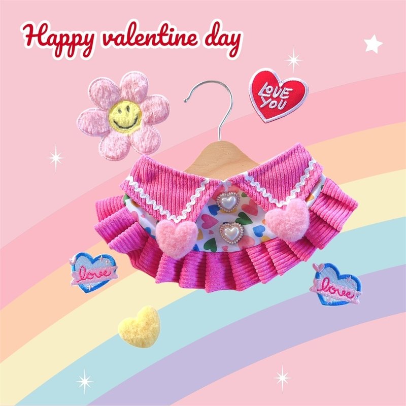 手工围巾，粉红情人节模型 - 项圈/牵绳 - 棉．麻 粉红色