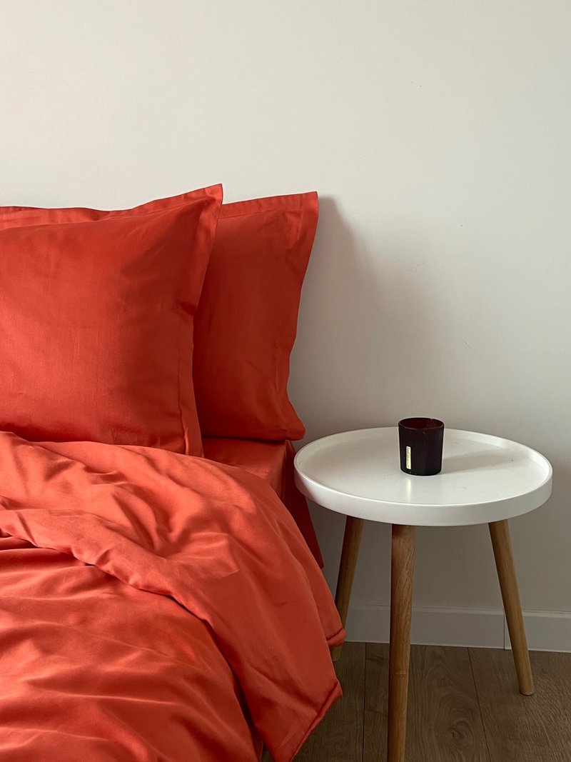 胡萝卜色斜纹织被套，天然 100% 纯棉 - 寝具 - 棉．麻 红色