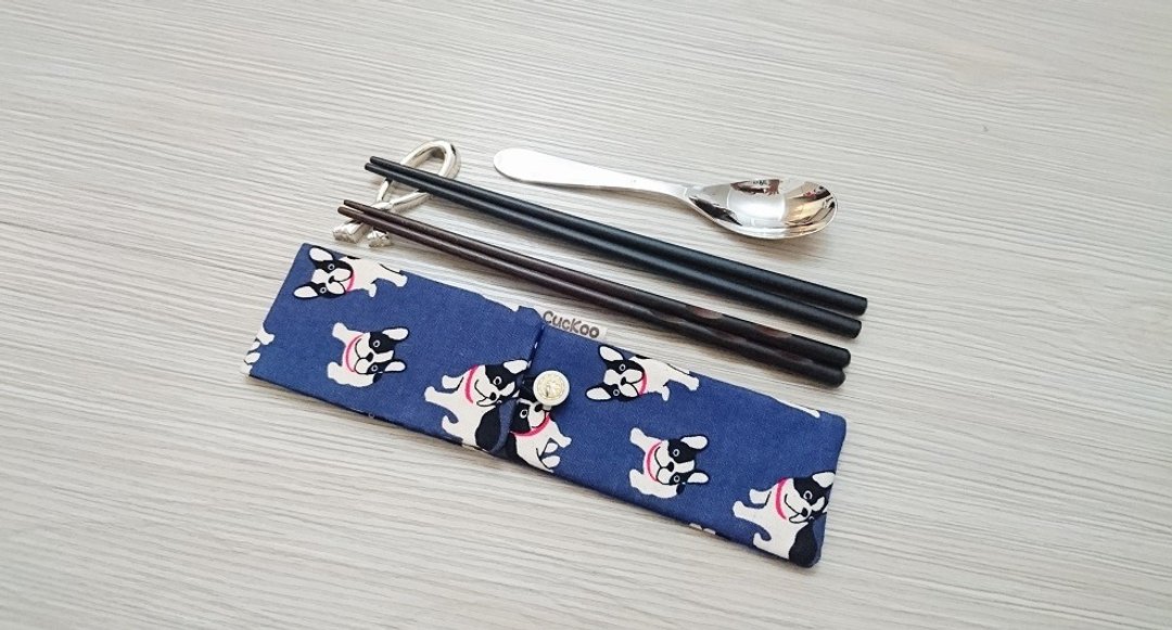 环保餐具收纳袋 筷子袋 组合筷专用 A510 狗狗款 - 筷子/筷架 - 棉．麻 