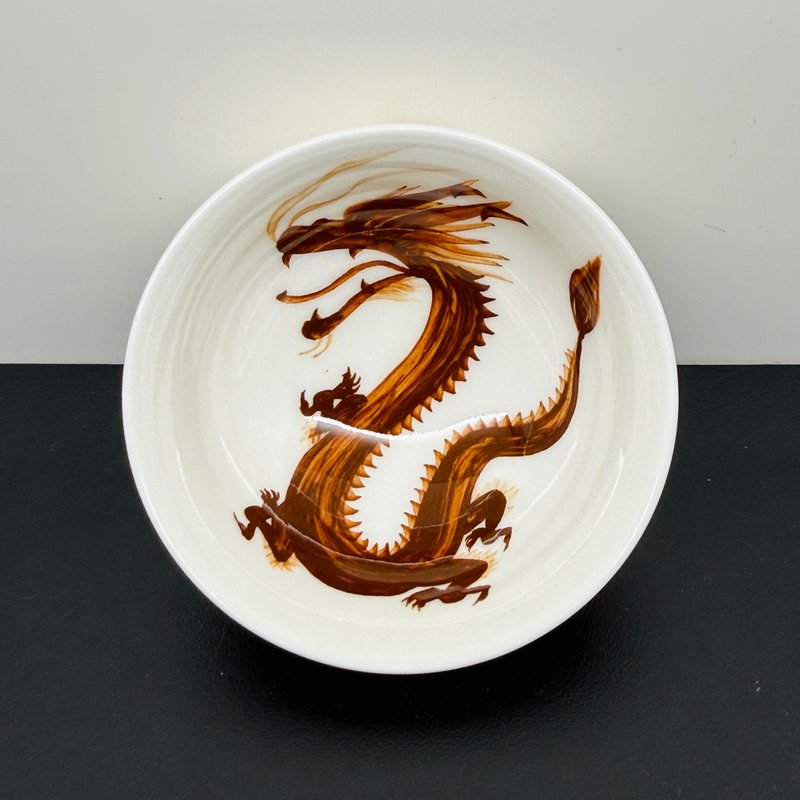 手绘祥龙-金鱼圆杯 邱毓宁 80ml 莺歌烧 G2-05 - 茶具/茶杯 - 瓷 多色