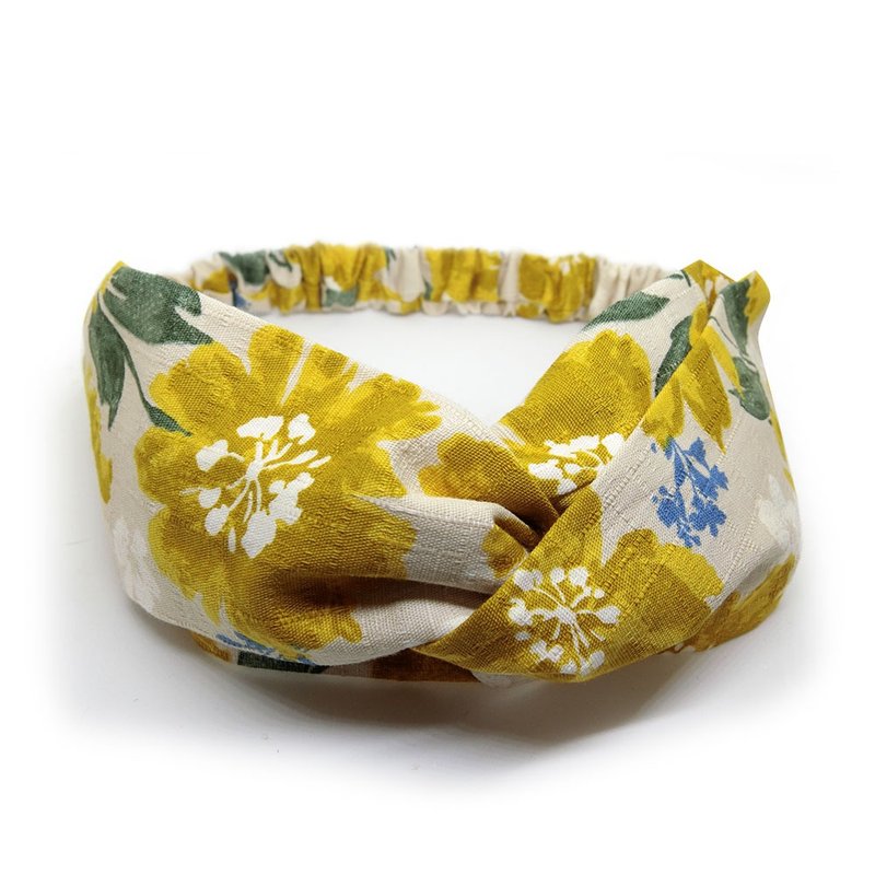 【壳艺品】油画黄花发带 - 发饰 - 棉．麻 黄色