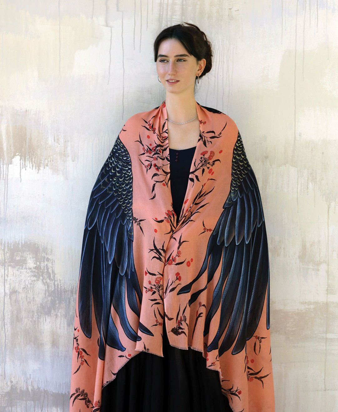 Peach Cockatoo Shawl - 丝巾 - 其他材质 
