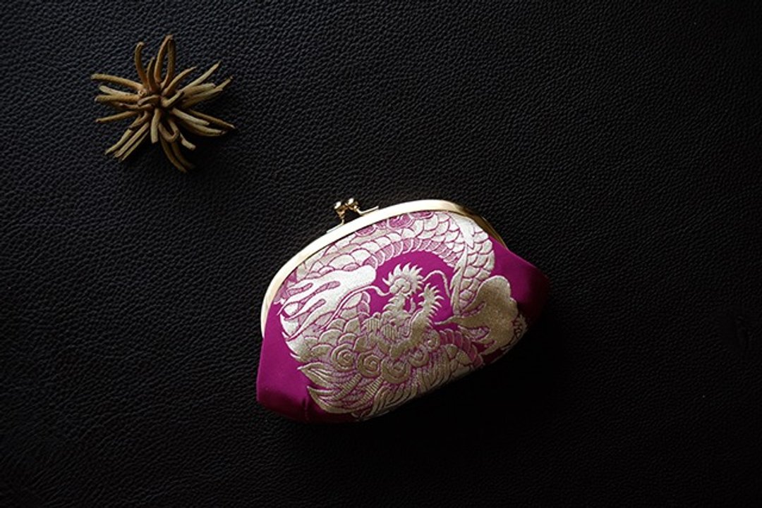 Gypsy Pouch / Vintage Ryuzo Old Belt * Magenta / Apple Green - 化妆包/杂物包 - 真皮 紫色