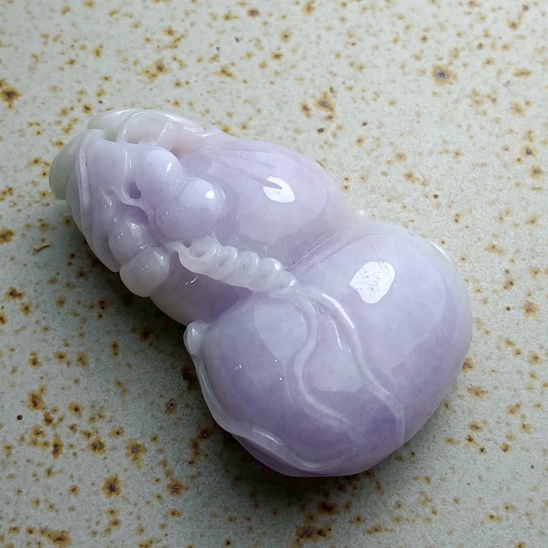 J0203天然翡翠A货 . 细糯紫罗兰福瓜葫芦.福气满满.摆件. - 摆饰 - 玉石 