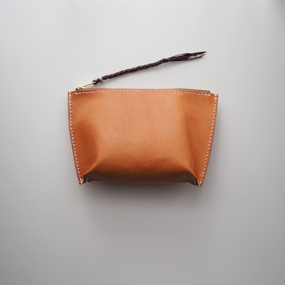Leather Clutch: The Eltham Leather Clutch-L021-皮包,杂物包 - 化妆包/杂物包 - 真皮 橘色