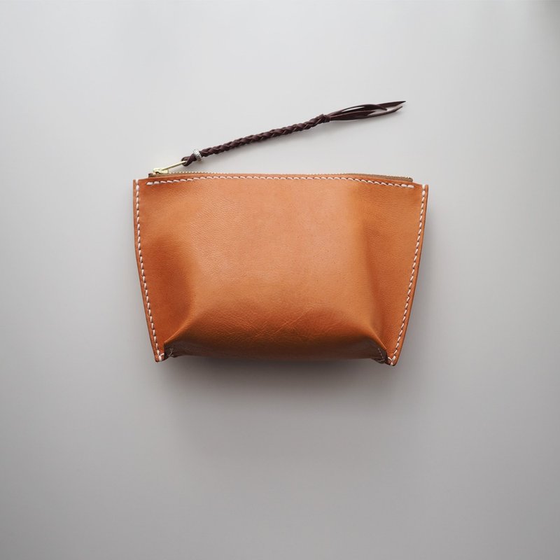 Leather Clutch: The Eltham Leather Clutch-L021-皮包,杂物包 - 化妆包/杂物包 - 真皮 橘色