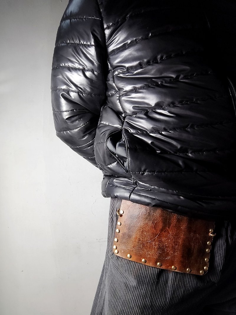 甲片 真皮无盖手机腰包 - 手机壳/手机套 - 真皮 橘色