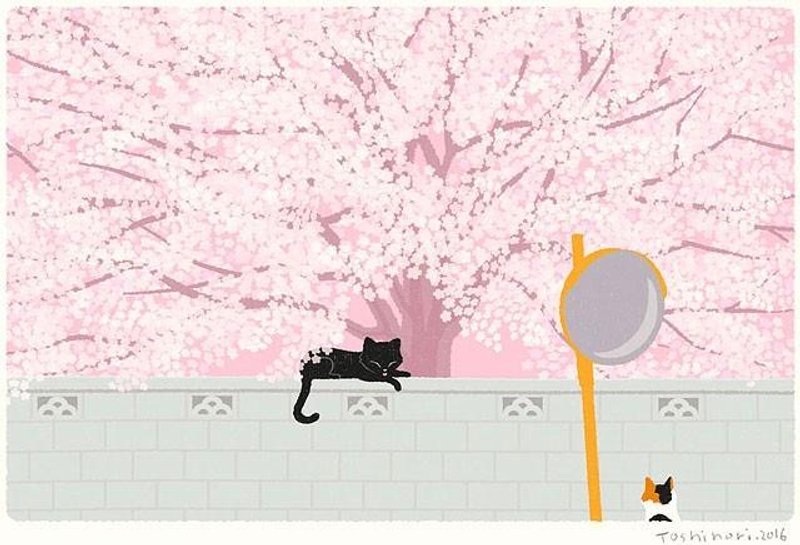 A3 Illustration Sheet. Under the cherry tree - 海报/装饰画/版画 - 纸 粉红色