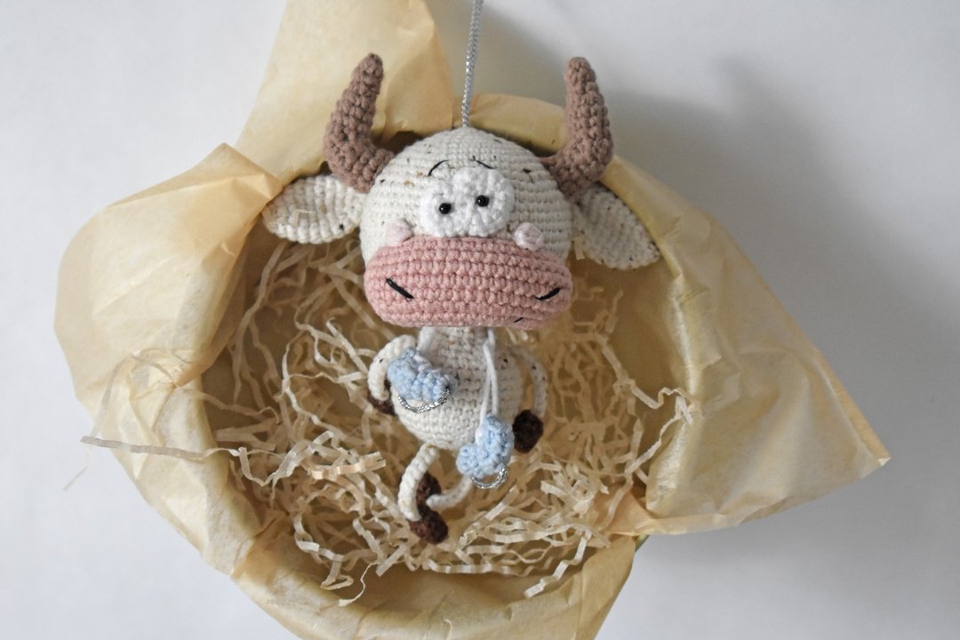 Crochet pattern BULL, PDF Digital Download, DIY Amigurumi BULL - 手工艺教程/工具书 - 其他材质 白色