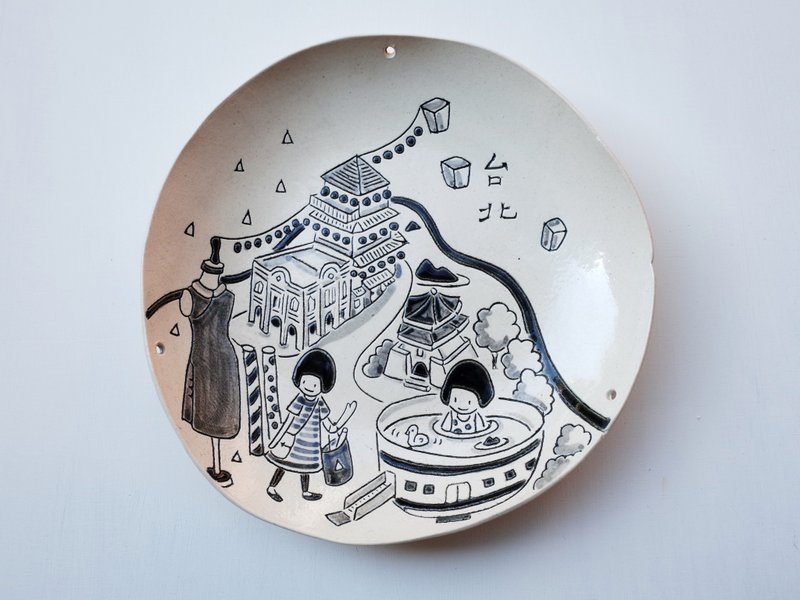 手绘陶盘创作－台北 - 盘子/餐盘/盘架 - 陶 黑色