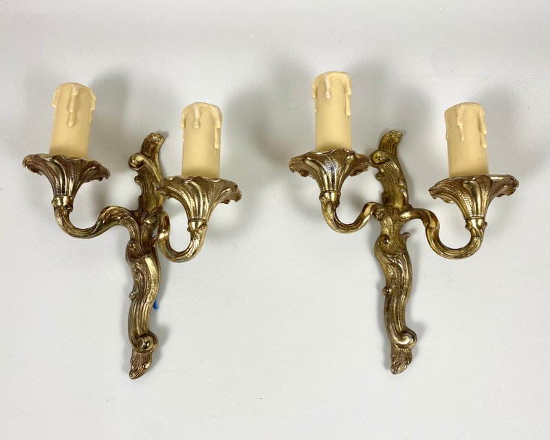 20 世纪 60 年代比利时复古青铜烛台 2 件套 - 灯具/灯饰 - 其他金属 金色