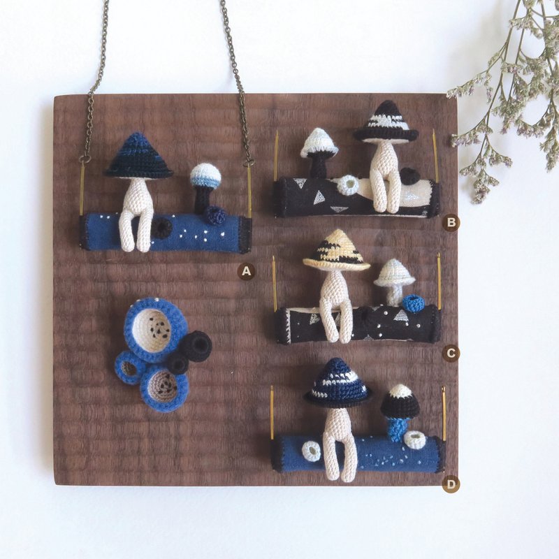 蘑菇人秋千项链  蓝色系列 - 项链 - 棉．麻 蓝色