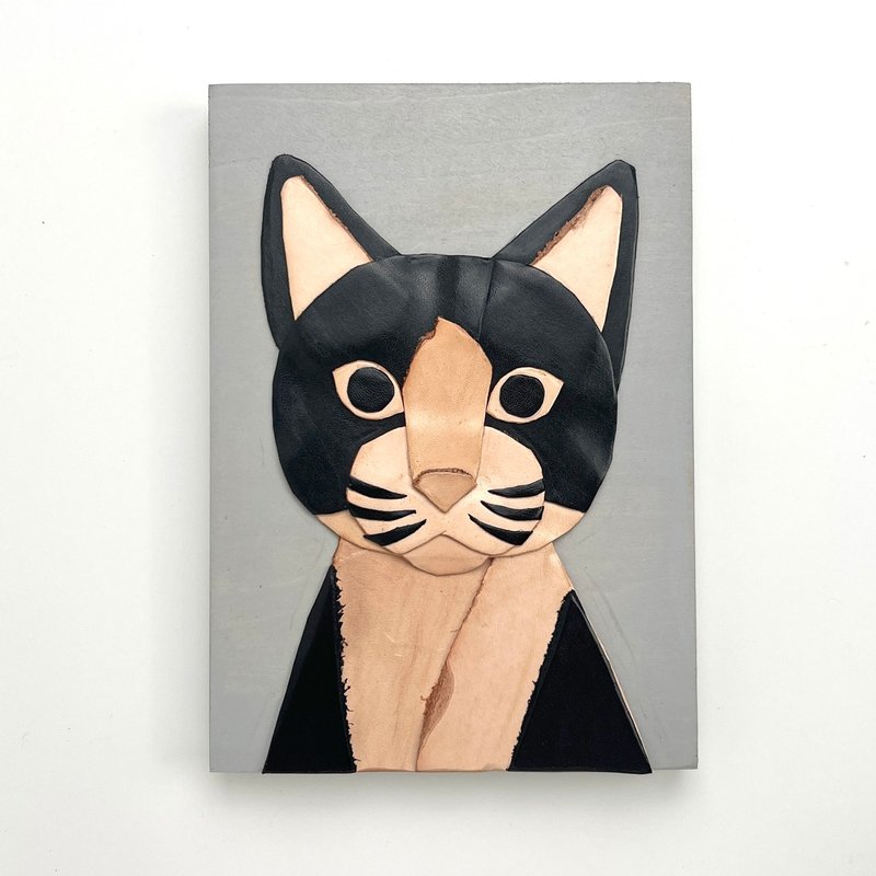 皮革拼贴艺术 / 猫 - 海报/装饰画/版画 - 木头 灰色