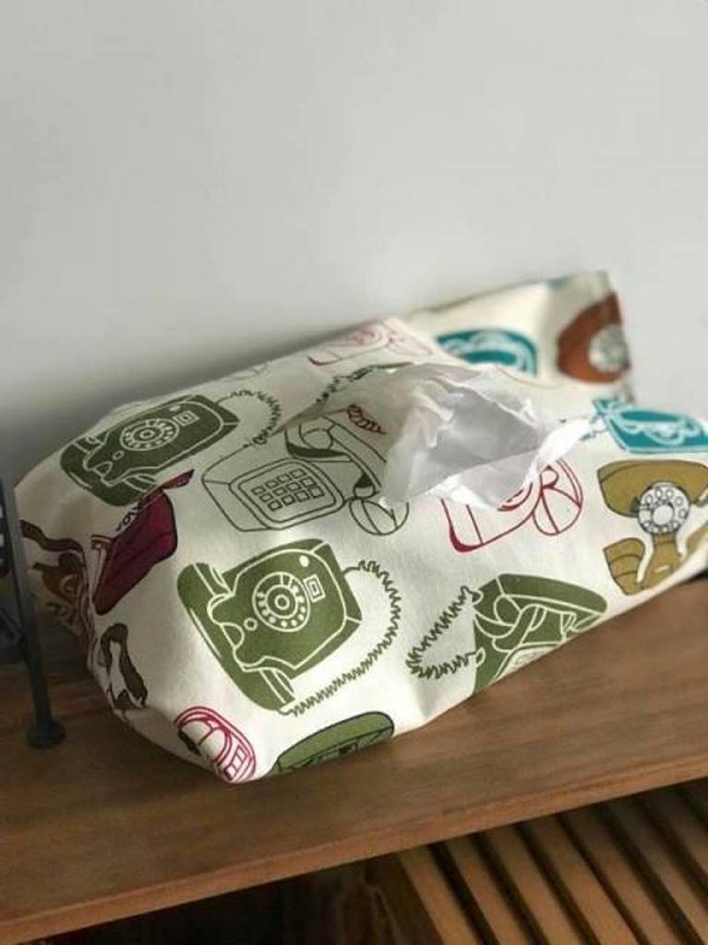 欧蕾塔生活杂货-杂货风吊挂两用面纸套**复古电话系列 - 厨房用具 - 棉．麻 白色