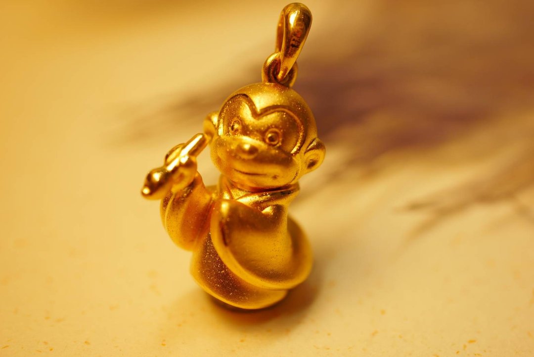 黄金坠子-博士猴坠子金饰-黄金9999 - 项链 - 24k 金 金色