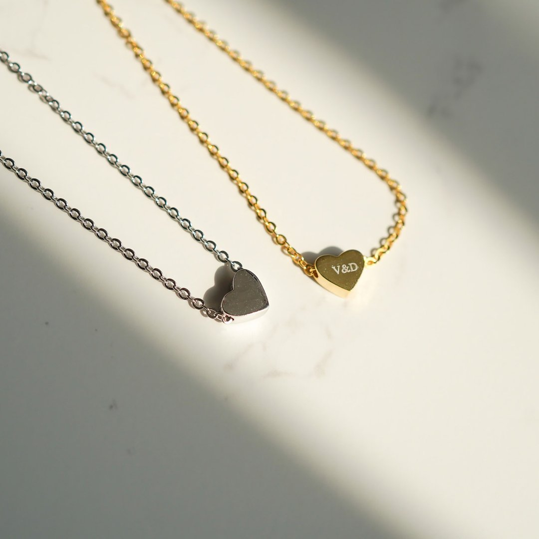Daisy Necklace ( 925纯银项链+雷射刻字珠 ) - 项链 - 其他金属 