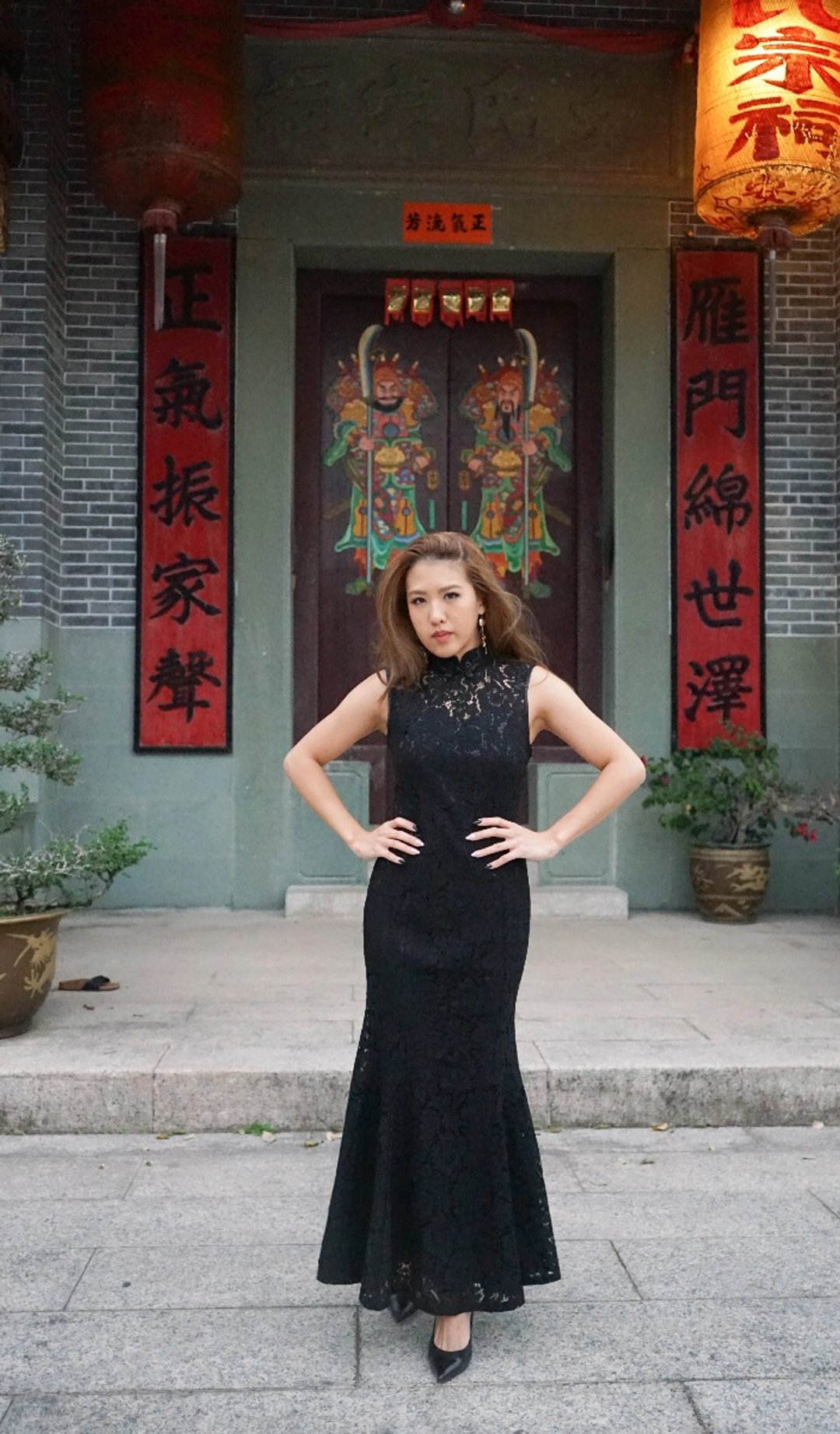 VINTAGE 悦裳 港式 复古旗袍 春装 华服 连身裙 - 旗袍 - 棉．麻 黑色