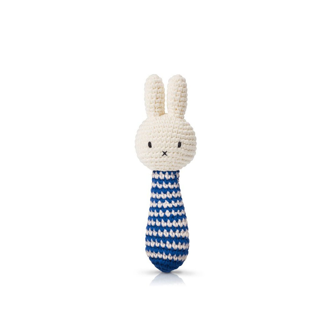 荷兰 Just Dutch | Miffy 米飞兔 手工编织 婴幼儿 条纹手摇铃 蓝 - 玩偶/公仔 - 棉 蓝色