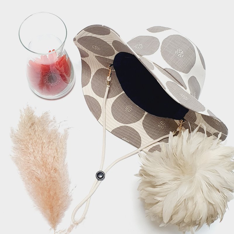 定制单【HiGh MaLi】法式浪漫大盘帽/外帽檐帽身灰+内帽檐灰饼 - 帽子 - 棉．麻 灰色