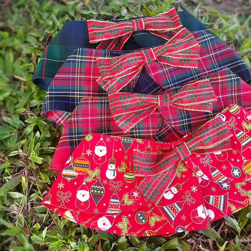 【圣诞节礼物】犬用装饰领巾/小披风 四色 - 衣/帽 - 棉．麻 红色