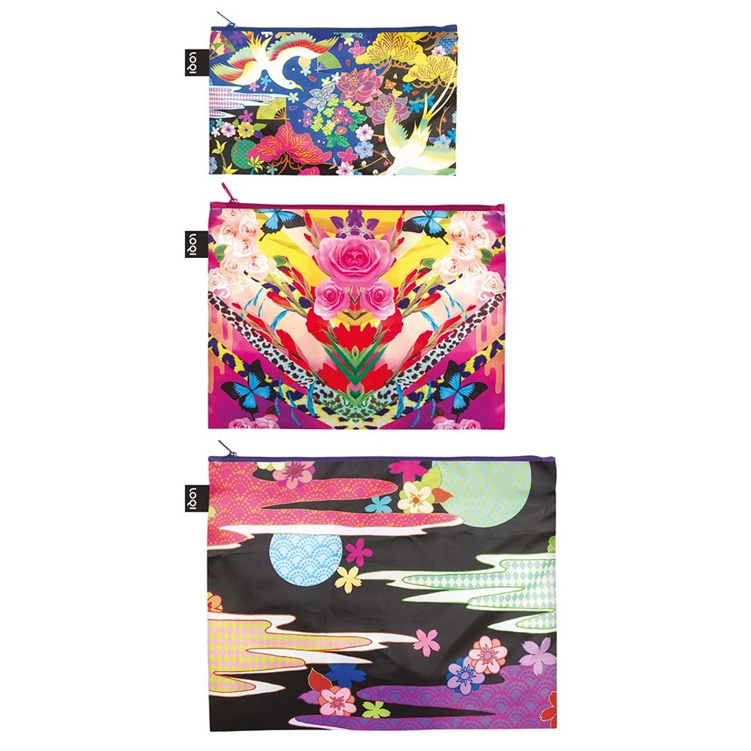 LOQI 三入收纳袋 | 梦想花 ZPSN - 化妆包/杂物包 - 塑料 多色